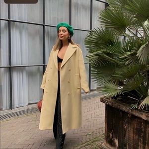 COPY - Zara pale yellow/cream wool trench coat|| bloggers favorite|| manteco